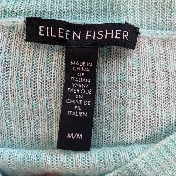 Eileen Fisher Organic Linen Delave Crew Neck Top Boxy Fit Long Length Size Med - Picture 8 of 11